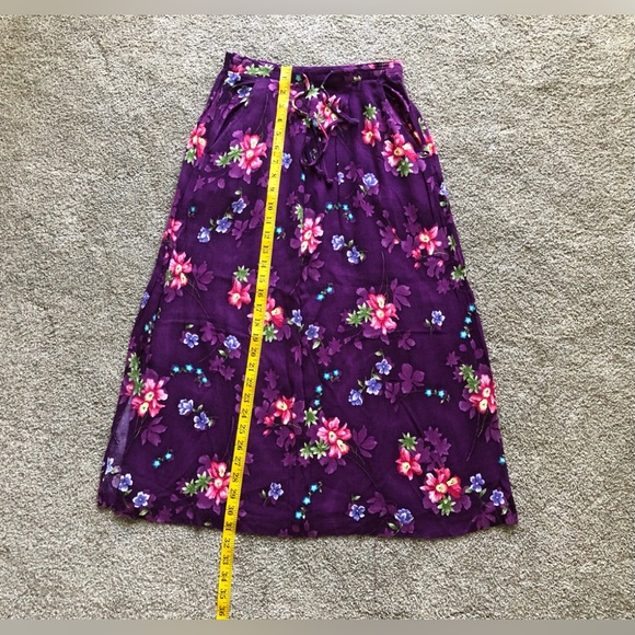 Jaclyn Smith Hawaiian Floral Skirt size S Midi Tie Elastic Waist wrinkle fabric - Picture 4 of 15